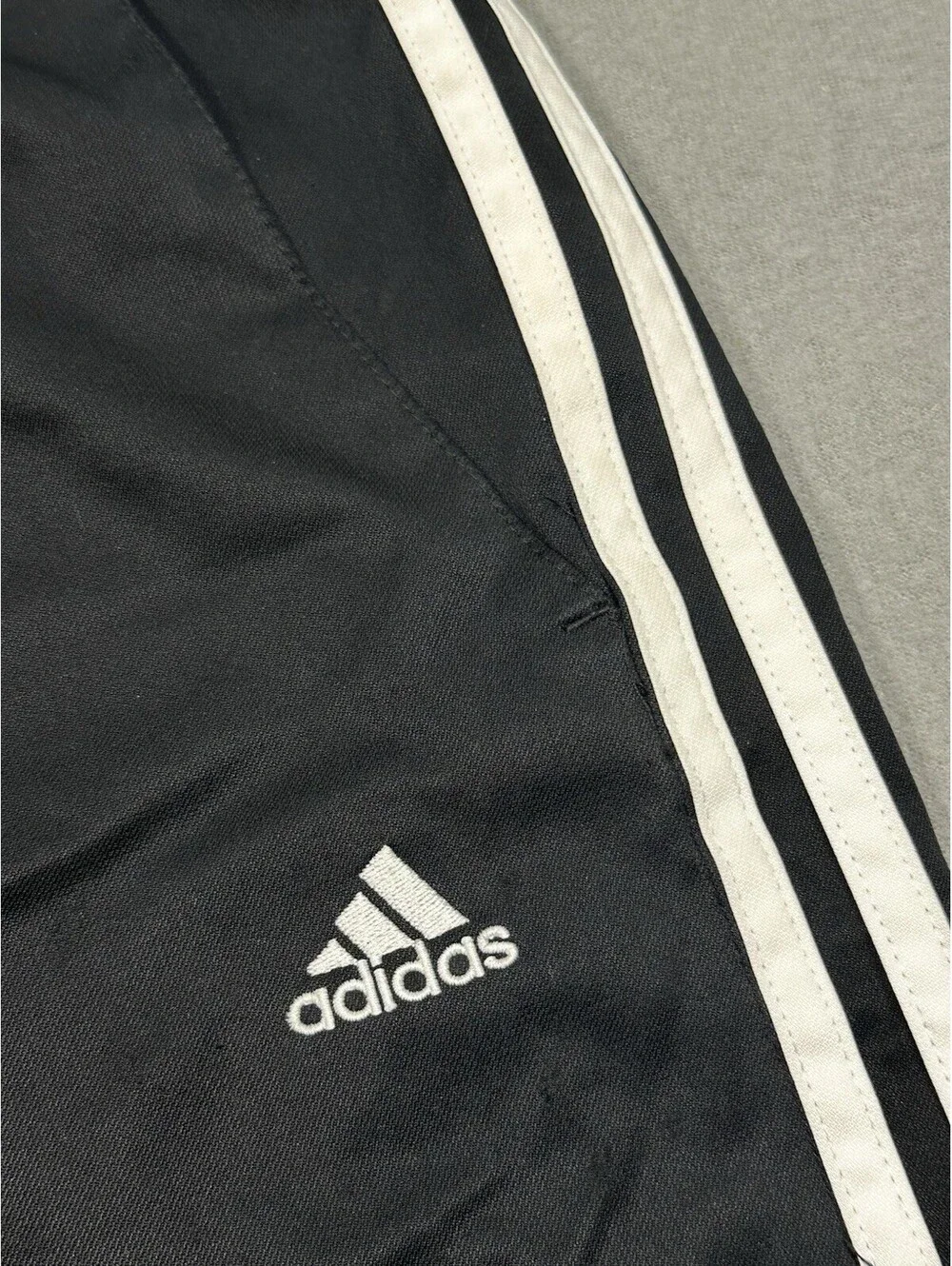 Adidas Black Track Pants 3-Stripe Athletic Joggers Zip Ankle Mens M